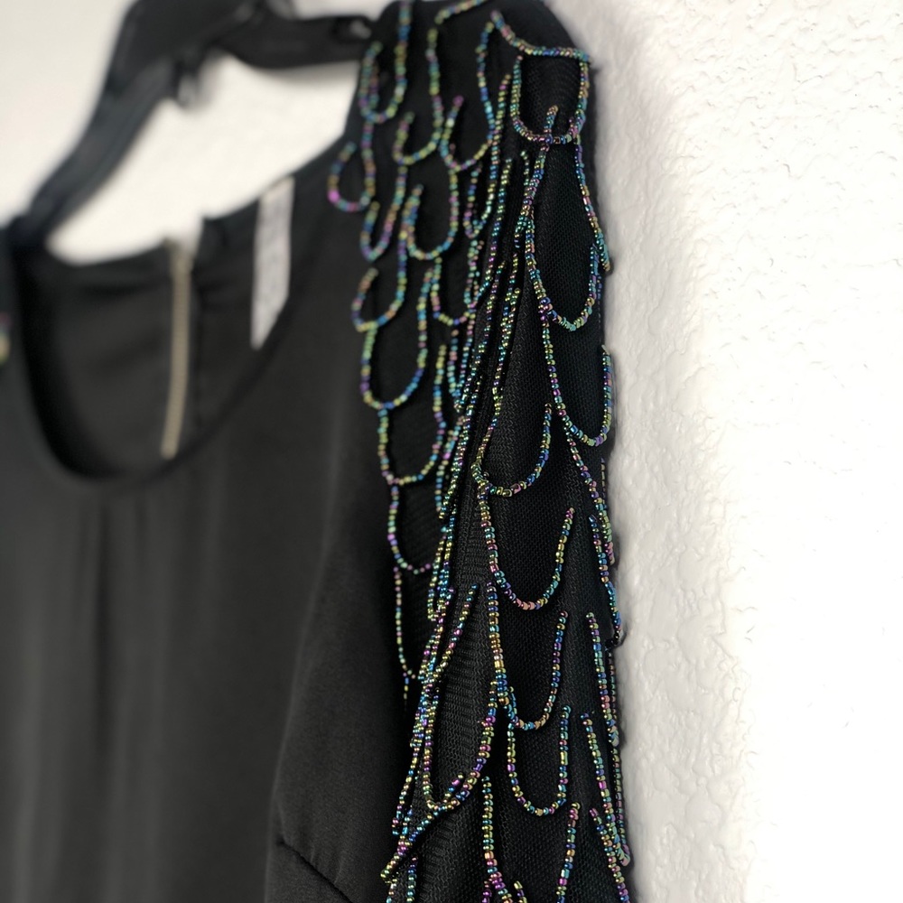 Black Crop Top With Beading Detail